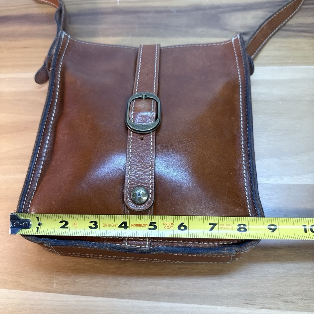 Patricia Nash Venezia Crossbody Bag Cognac Brown Messenger Purse Genuine Leather - Picture 7 of 10